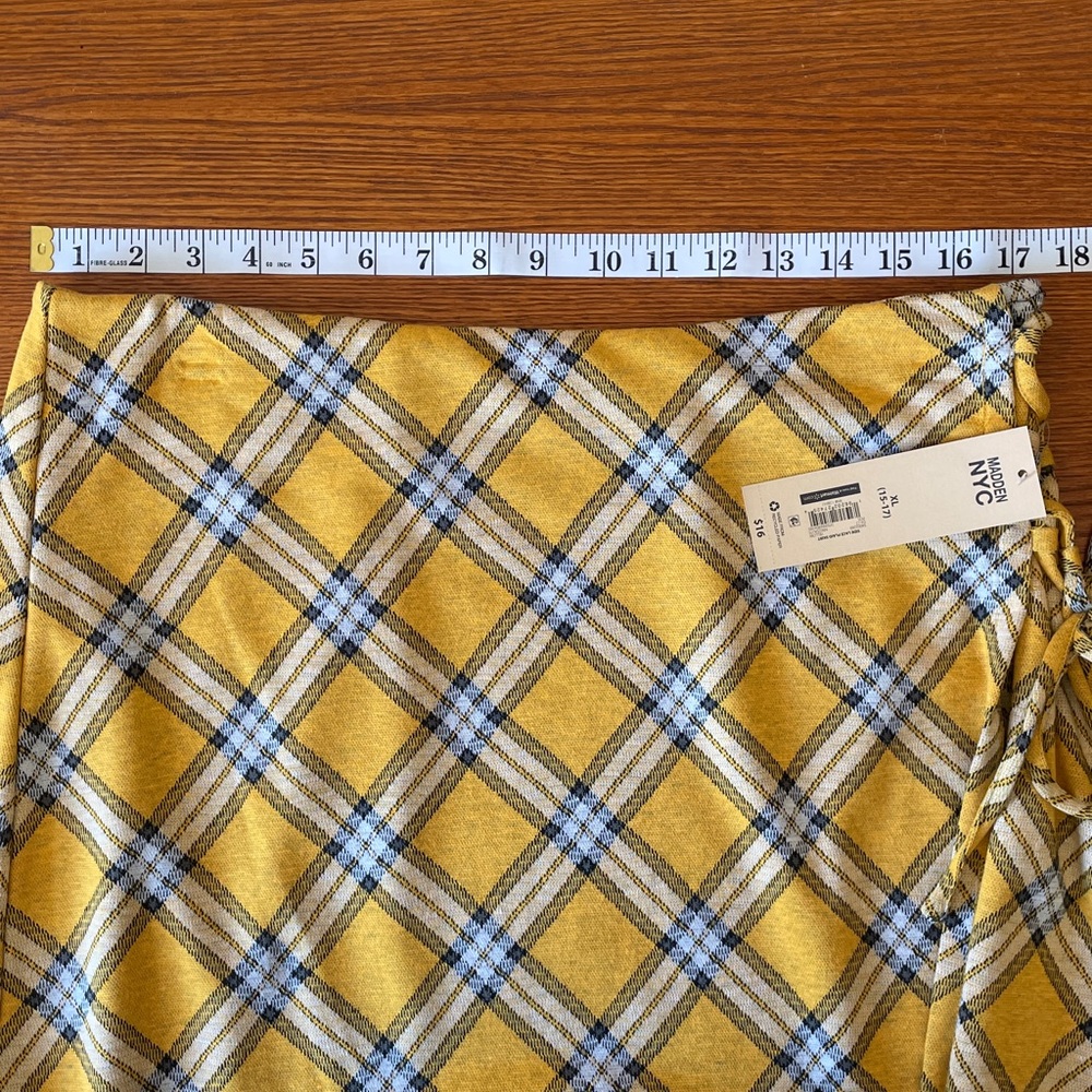 Madden NYC Side Lace Yellow Plaid Mini Skirt Preppy Y2K Academia‎ School Girl - Picture 14 of 16
